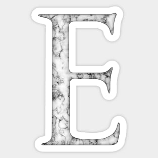 E in Roman White Marble Latin Alphabet Letter Sticker Sticker